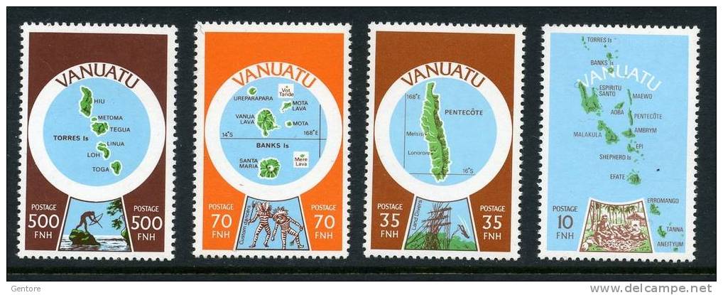 VANUATU 1980 Cartography Of The Island  English Language Yvert N° 597-602-605-608 Absolutely Perfect MNH ** - Vanuatu (1980-...)