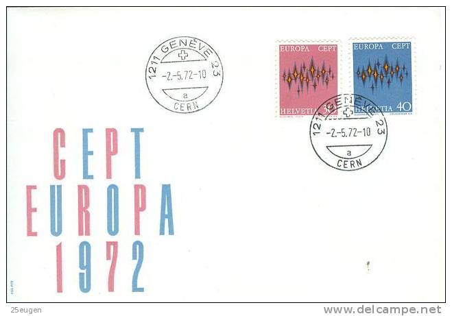 SWITZERLAND  1972  EUROPA CEPT FDC - 1972