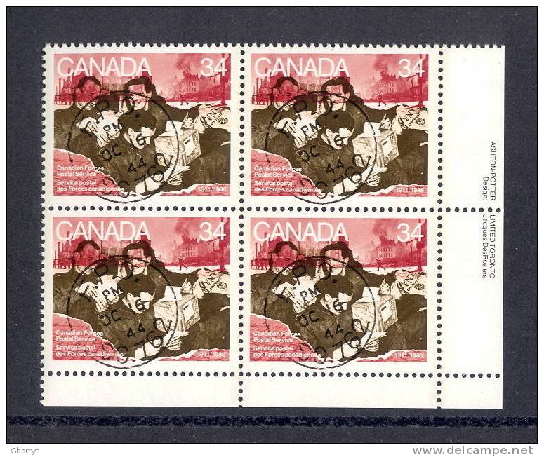Canada Scott # 1094 MNH VF Lower Right Inscription Block. Canadian Forces Postal Service..........................(dr 2) - Num. Planches & Inscriptions Marge
