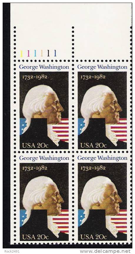 US Scott 1952 - Plate Block Of 4 Upper Left Plate No 111111 - George Washington 20 Cent - Mint Never Hinged - Plate Blocks & Sheetlets