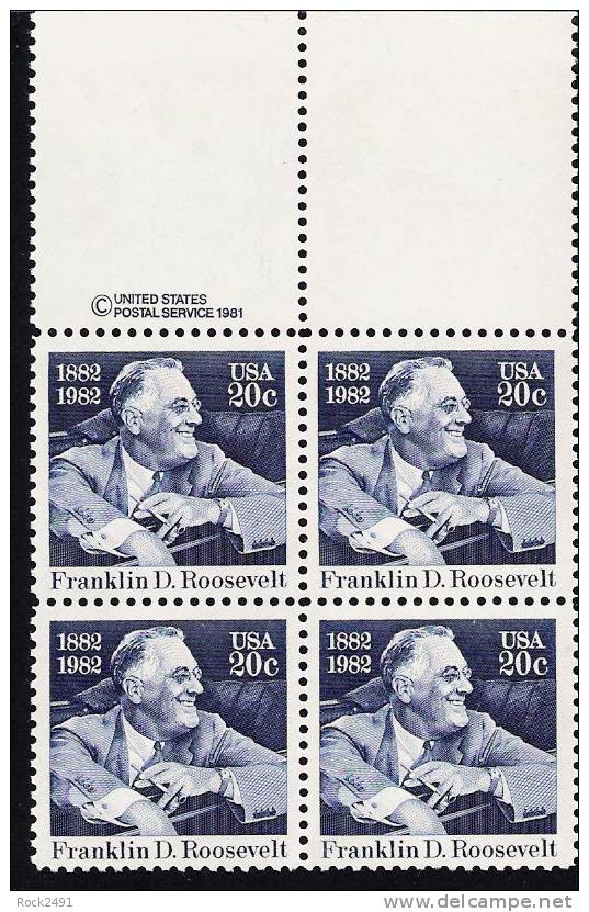 US Scott 1950 - Copyright Block Of 4 - Franklin D Roosevelt 20 Cent - Mint Never Hinged - Hojas Bloque