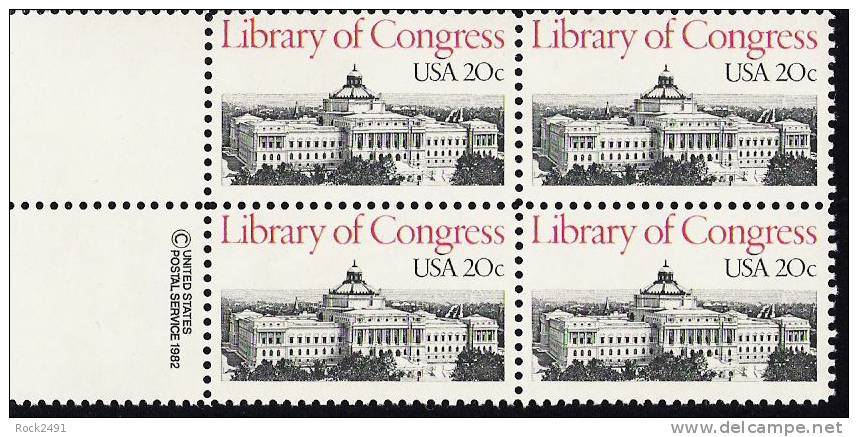 US Scott 2004 - Copyright Block Of 4 - Library Of Congress 20 Cent - Mint Never Hinged - Hojas Bloque