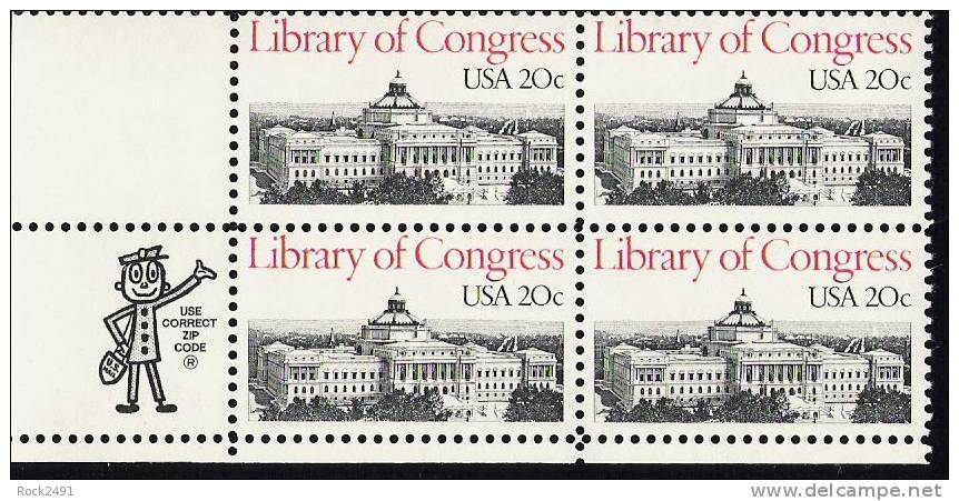 US Scott 2004 - Zip Block Of 4 - Library Of Congress 20 Cent - Mint Never Hinged - Blocs-feuillets