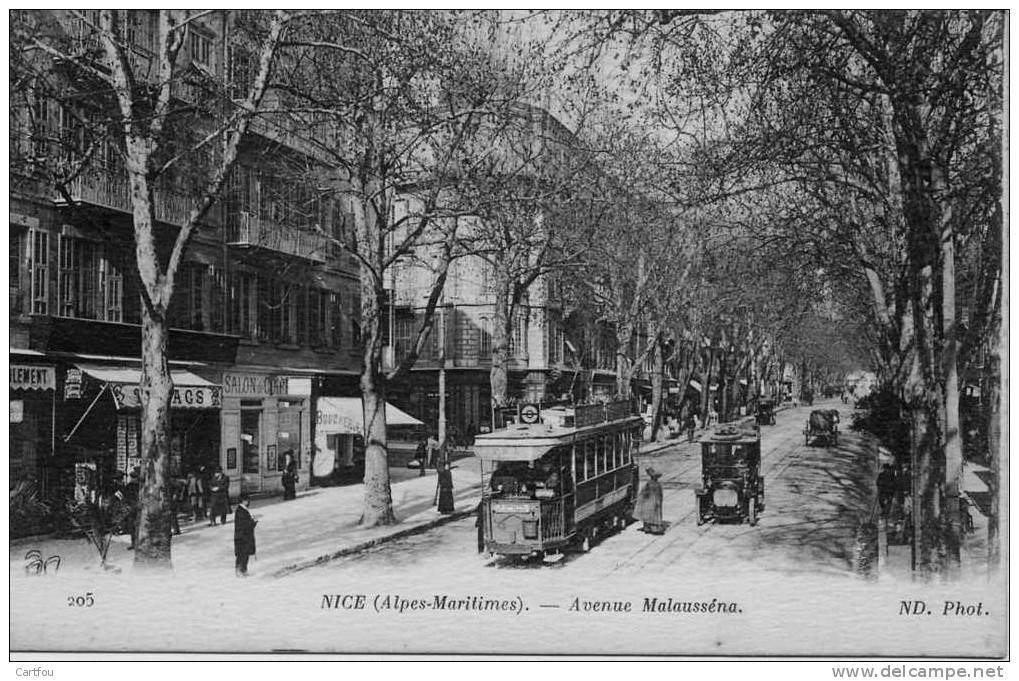 Cpa 6 - NICE - Avenue Malausséna - Tramway - Transport (road) - Car, Bus, Tramway