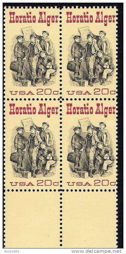 US Scott 2010 - Block Of 4 - Horatio Alger 20 Cent - Mint Never Hinged - Blokken & Velletjes