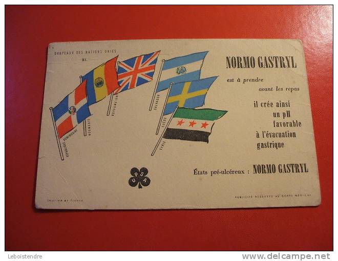 BUVARD : NORMO GASTRYL DRAPEAUX DES NATIONS UNIES XI -UPSA-TAILLE: 20.4 CM X 13 CM - Drogerie & Apotheke