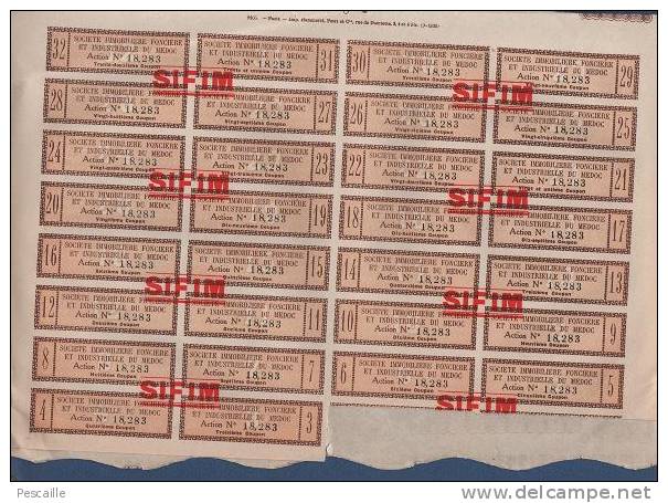 ACTION DE CENT FRANCS AU PORTEUR SOCIETE IMMOBILIERE FONCIERE & INDUSTRIELLE DU MEDOC - PARIS 1931 - Industrial