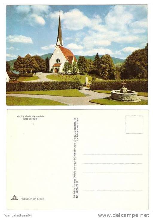 AK BAD WIESSEE Kirche Maria Himmelfahrt Mit Friedhof Kreuzen Brunnen - Bad Wiessee