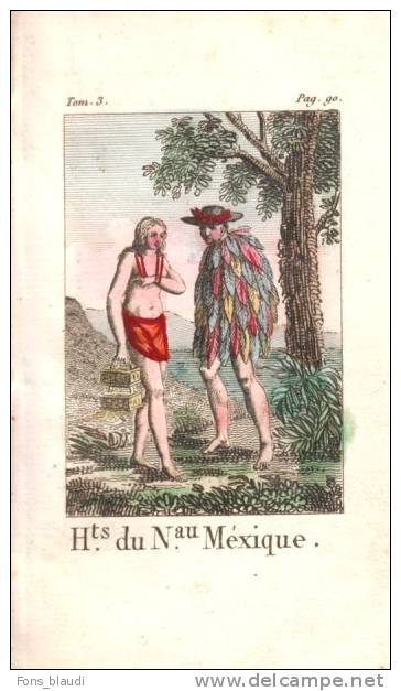 Gravure Sur Cuivre De 1821 - Costumes Du Nouveau Mexique (Etats-Unis) - Colories De L´époque (voir Note) - Estampes & Gravures