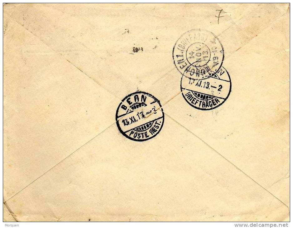 Carta Barcelona 1913 A Suiza. REEXPEDIDA - Cartas & Documentos