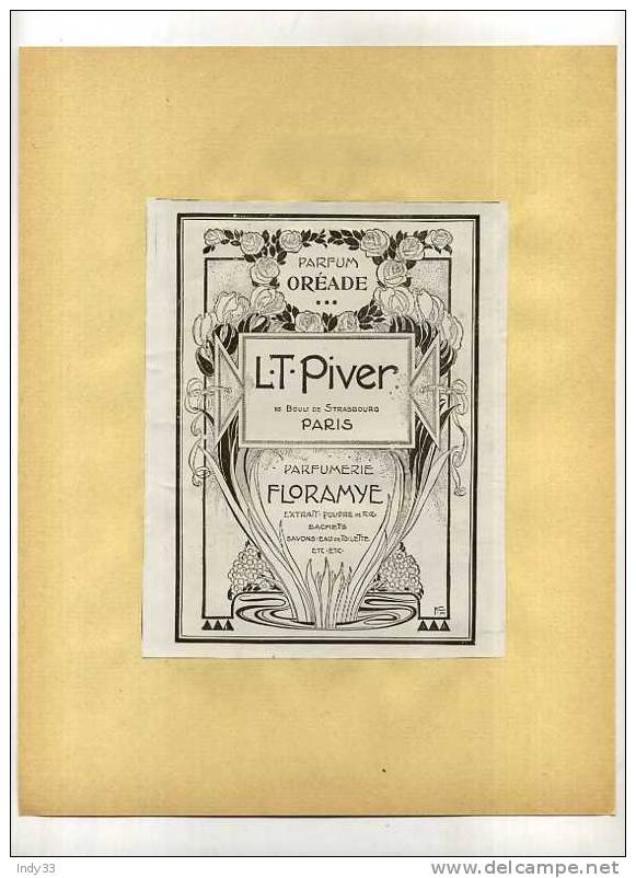 -PARFUMERIE L.T. PIVER . PUB. DU DEBUT DU XXe S. . DECOUPEE ET COLLEE SUR PAPIER - Other & Unclassified