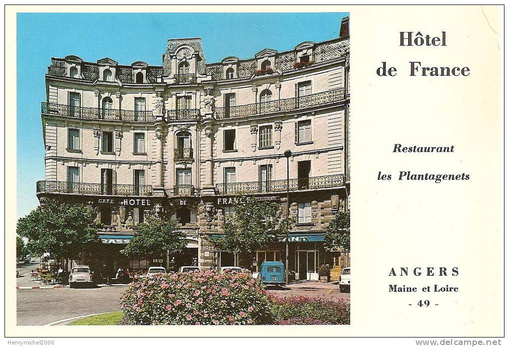 Cpsm Hotel De France , Restaurant Les Plantagenets , 8 Place De La Gare A Angers - Angers
