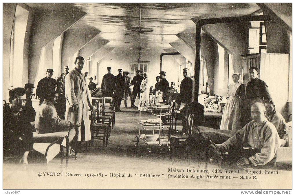 YVETOT (76) Intérieur Hopital Militaire Anglo-Américain Guerre 1914-1918 - Yvetot