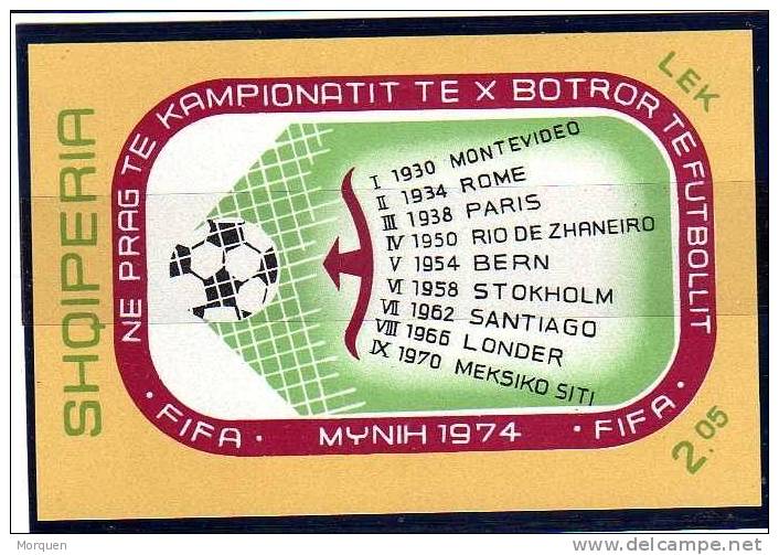 Lupa 157. Albania,  Hojita Num HB-25, Munich 74, Deportes Fútbol ** - 1974 – West Germany