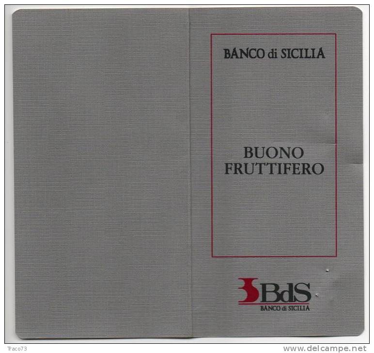 BANCO DI SICILIA - BUONO FRUTTIFERO  -  LIBRETTO - Bank En Verzekering