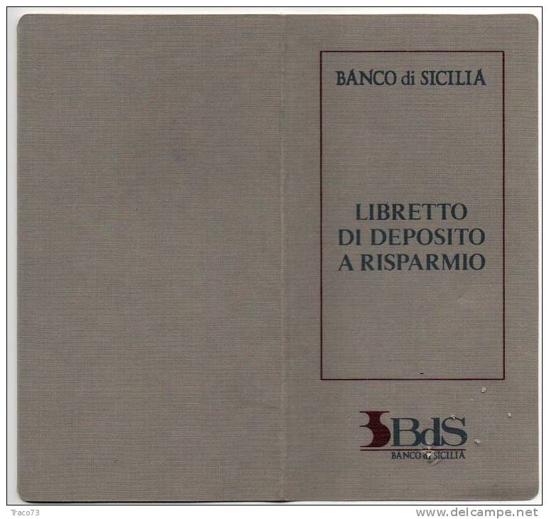 BANCO DI SICILIA -  LIBRETTO DI DEPOSITO A RISPARMIO - Banca & Assicurazione