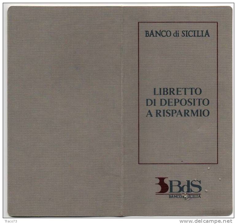 BANCO DI SICILIA -  LIBRETTO DI DEPOSITO A RISPARMIO - Bank En Verzekering