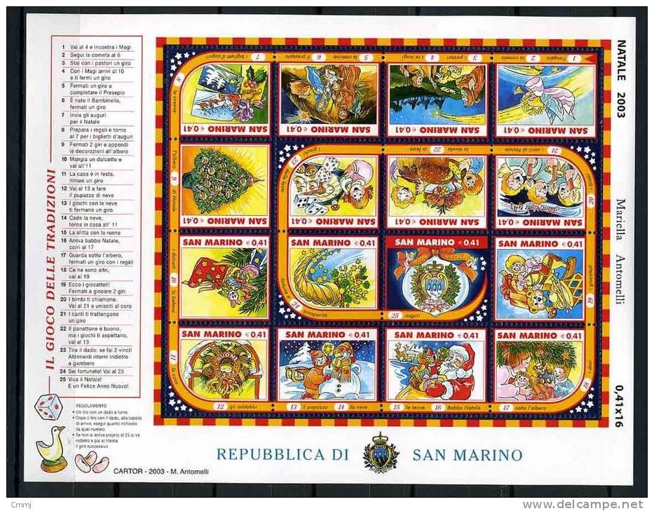 2003 - SAINT-MARIN - SAN MARINO - Sass. Block 74 - New Mint  -  NATALE - Hojas Bloque