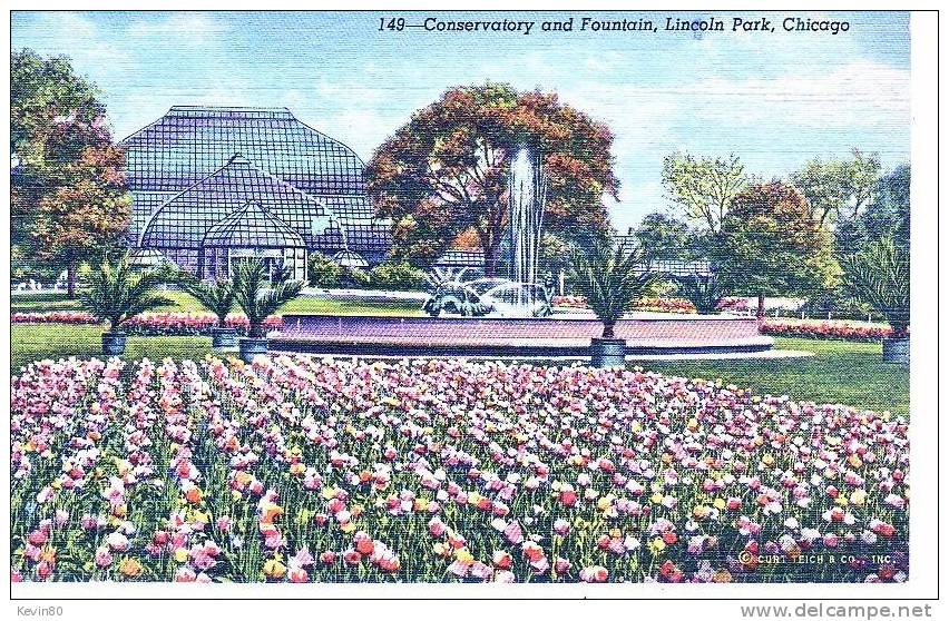 ETATS UNIS Conservatory And Fntain Lincoln Park Chicago Cpa Couleur - Philadelphia