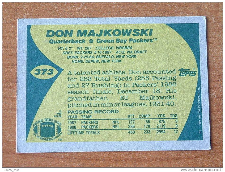 DON MAJKOWSKI / GREEN BAY PACKERS QB ( 373 ) ! - 1980-1989