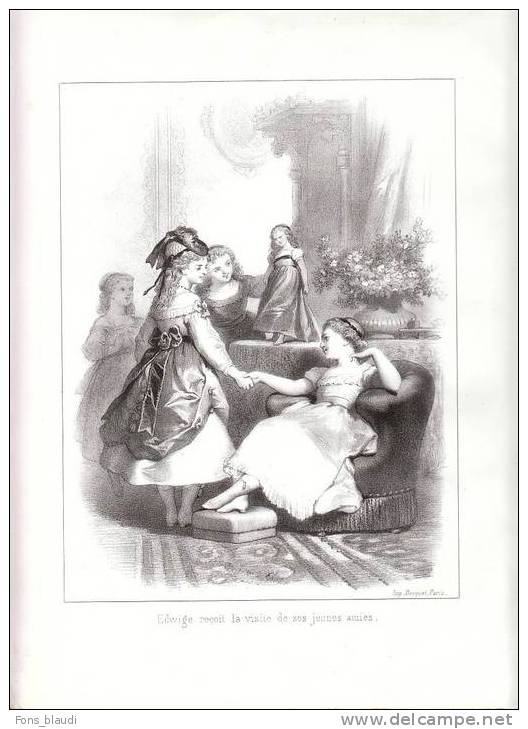 1869 Lithographie Originale De Jules Desandré Enfants Jouant à La Poupée - Puppen