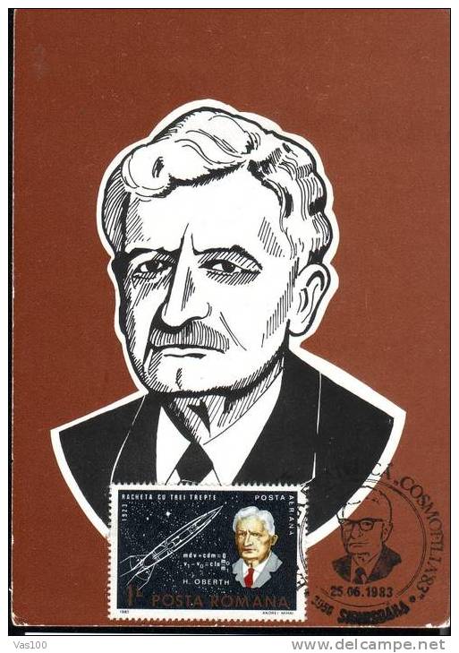 Space Mission Rocket Hermann Oberth,Maxicard 1983 Pmk Sighisoara.(C) - Europe