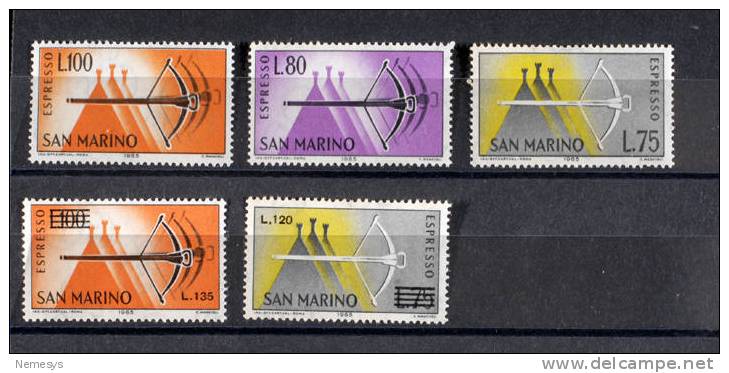 1965/66 SAN MARINO 2 SERIE ESPRESSI BALESTRE**  MNH  SASS S607/608 - Sellos De Urgencia