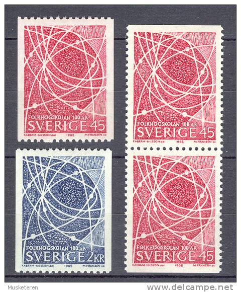 Sweden 1968 Mi. 614C, Do, Du, 615 C People High School Volkshochschule MNH - Unused Stamps