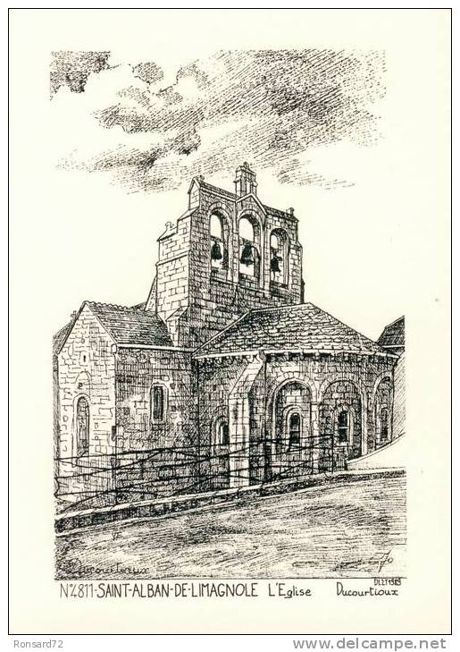 48 SAINT-ALBAN-DE-LIMAGNOLE - L'Eglise  - Illustration Yves Ducourtioux - Saint Alban Sur Limagnole