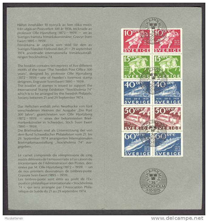 Sweden 1972 Mi. 765-769 H-Blatt 62 International Stamp Exhibition Briefmarkenausstellung STOCKHOLMIA 74 - 1951-80