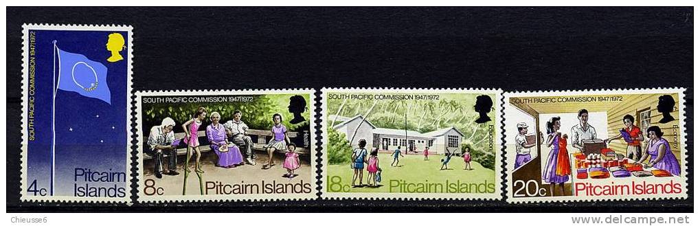 Pitcairn **  N° 122 à 125 - 25e Ann. De La Commission Du Pacifique-sud - Pitcairneilanden
