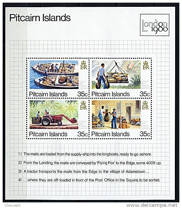 Iles Pitcairn ** Bloc N° 6 - "London 1980' Transports Du Courrier - Pitcairn Islands