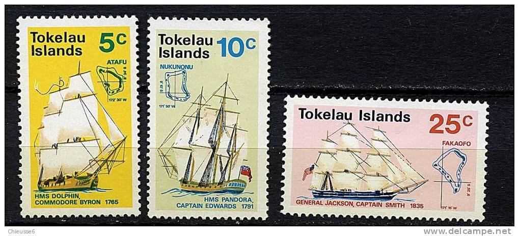 Tokelau** N° 22 à 24 - Découverte Des îles. Bateaux - Tokelau