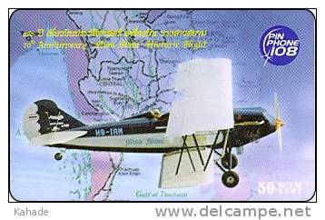 Thailand Pin Phone 108 Phonecard  Kat 453 Flugzeug Miss Siam History Flight - Thailand