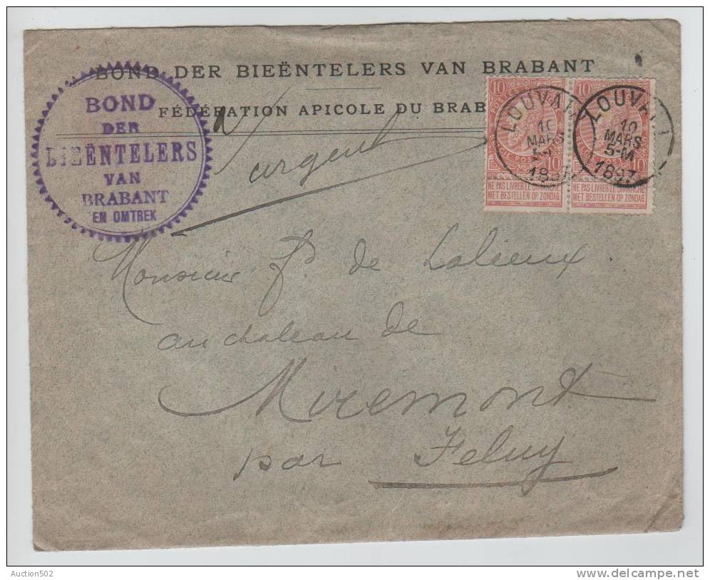 TP 57 Paire S/Lcom.Féd.Apicole Du Brabant C.Bond Der Bieëntelers Van Brabant C.Louvain 10.3.1897 V.Feluy 2763 - Honeybees