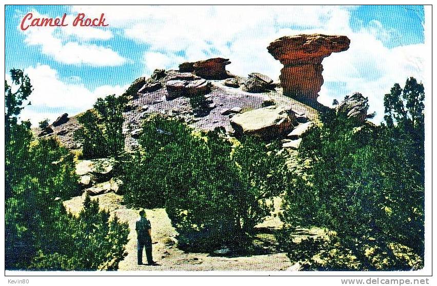ETATS UNIS Camel Rock Santa Fé New Mexico Cpa Animée Couleur - Santa Fe