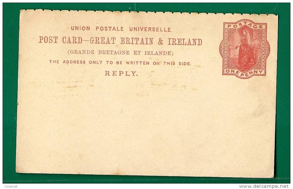 UK - VICTORIA U.P.U. Unused POSTCARD POSTAL STATIONERY Reply Card   C/1890´s - Covers & Documents