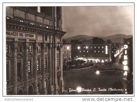 24875)cartolina Illustratoria  Terni - Piazza C. Tacito Di Notte - Terni