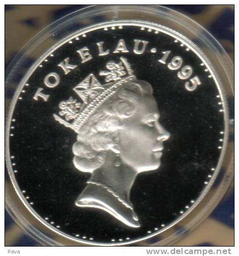 TOKELAU  $5 TALA  QUEEN MOTHER IN 1948  FRONT  QEII BACK 1995  AG 1 Oz SILVER PROOF KM? READ DESCRIPTION CAREFULLY !!! - Other - Oceania