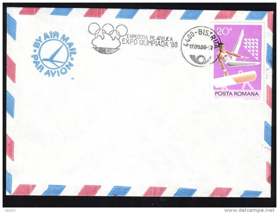 Jeux Olympiques - Gymnastique,stamp On Cover,obliteration Olympic Games 1988, Romania. - Gymnastique