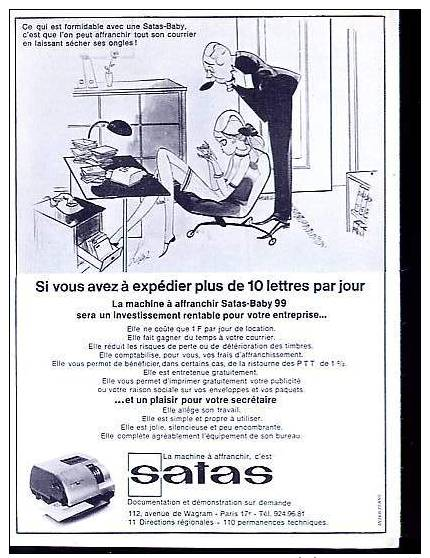 Pub De 1967 - Illustrateur KIRAZ - Satas - 1 - - Advertising