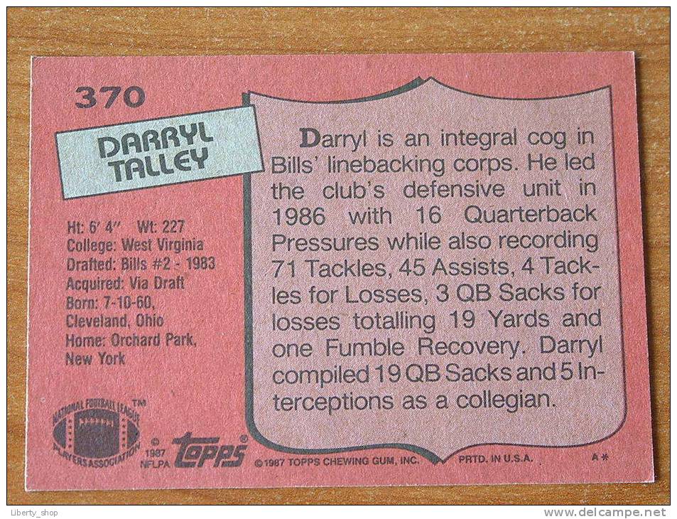 DARRYL TALLEY / BILLS ( 370 ) ! - 1980-1989