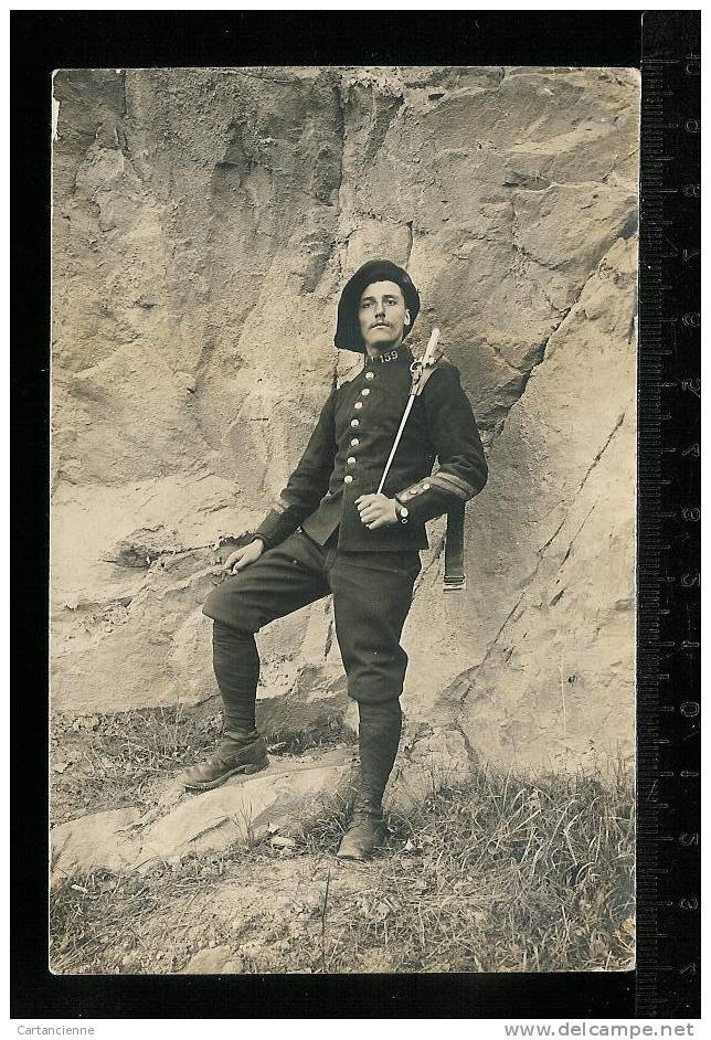 Carte Photo MILITAIRE - CHASSEUR ALPIN 159e RIA Briançon - Chasseurs Alpins - Personaggi