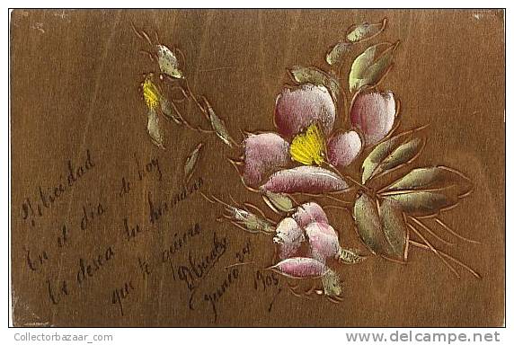 OPF ORIGINAL Ca1900 POSTCARD FLOWER ON WOOD - Otros & Sin Clasificación