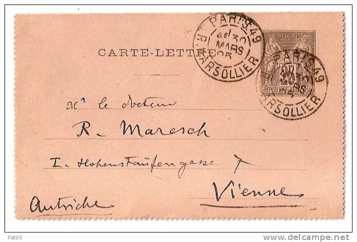 PARIS    Bureau N°49 « R. MARSOLLIER » - Letter Cards