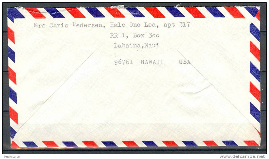 United States Via Airmail LAHAINA Maui Hawaii 1971 Cover Lettre Denmark WWF Wildlife Conservation Polar Bear Alligator - Hawaï