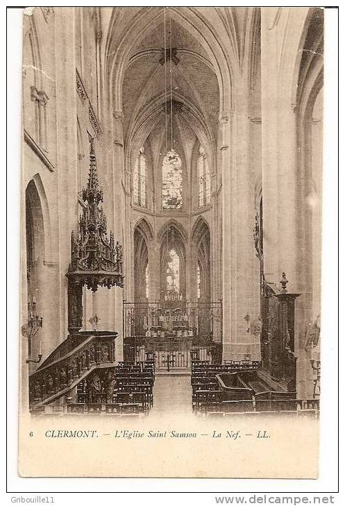 CLERMONT   -   ** LA NEF DE L´EGLISE SAINT SAMSON **   -    Editeur L.L.   N° 6 - Clermont