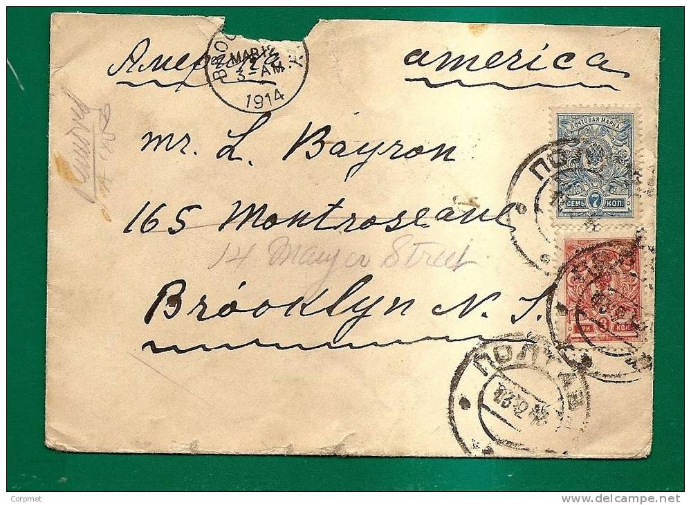 RUSSIA - 1914 COVER From MOSCOU To BROOKLYN - Yvert # 63 - 66 - Covers & Documents