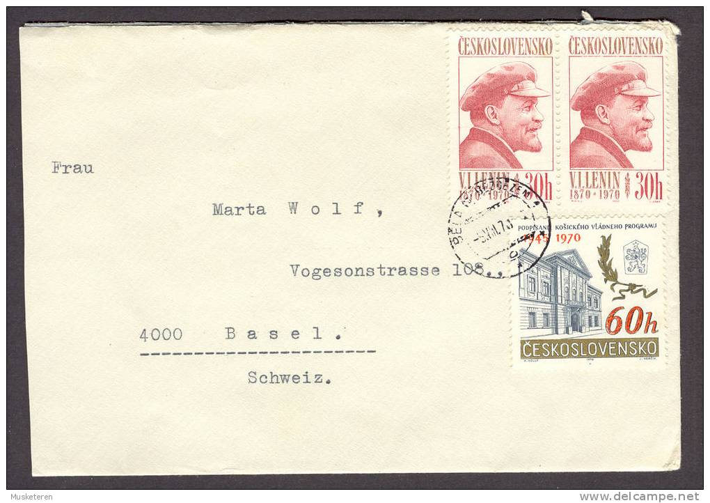 Czechoslovakia Deluxe Bezdezem Cancel 1970 Cover Franked With Lenin Issue Stamps To Basel Schweiz - Storia Postale