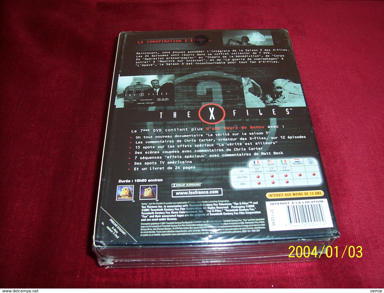 THE  X  FILES    L´ INTEGRALE DE LA SAISON  3  COFFRET  7 DVD ET UN  LIVRET DE 24 PAGES  °° DUREE 19H50 ENVIRON - TV-Serien